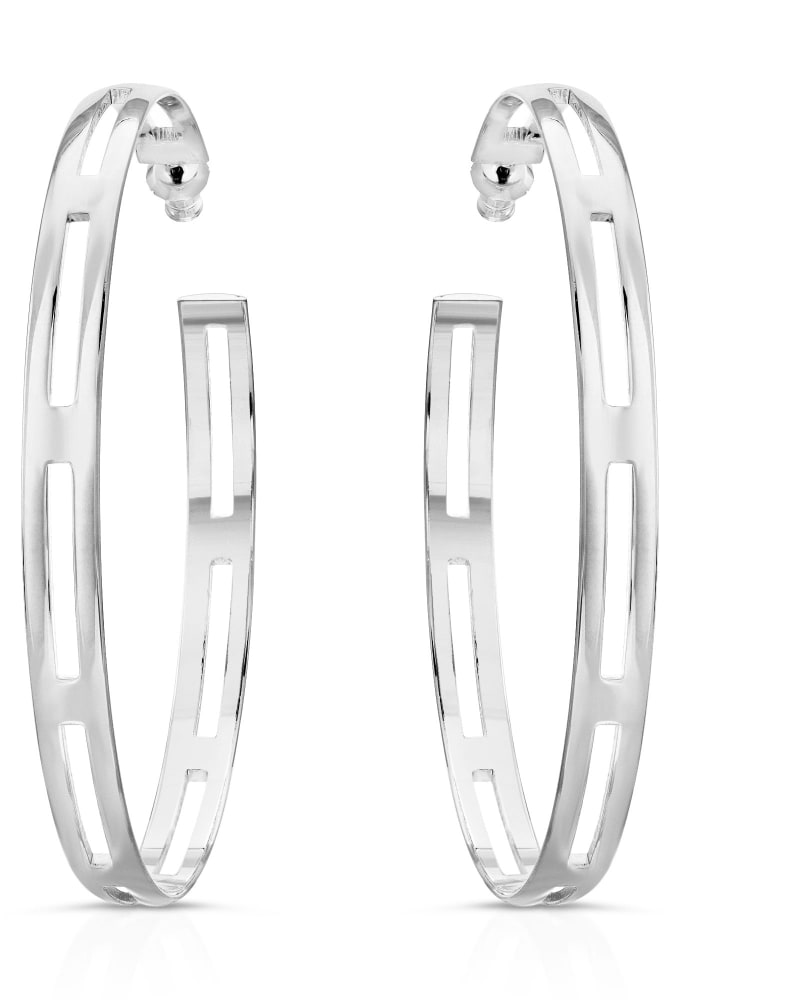 Front of a size one-size-fits-all Charlotte Hoops Silver in Silver by Eklexic. | dia_product_style_image_id:282829